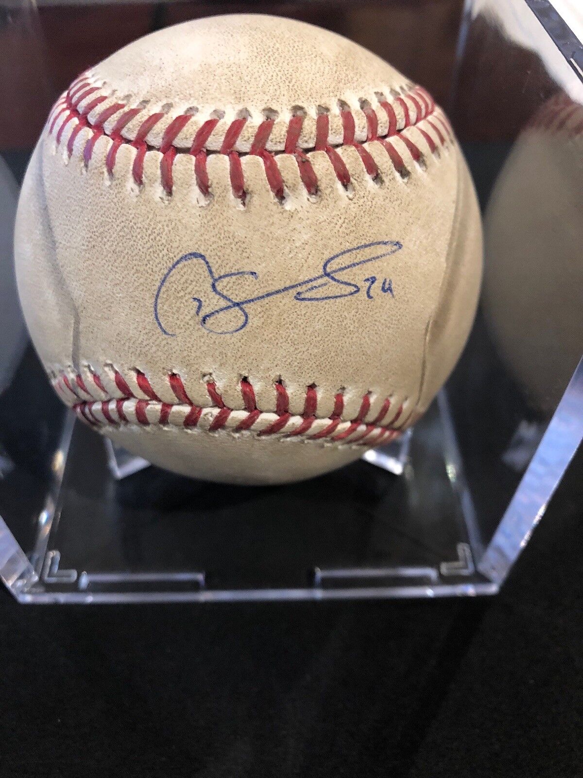 Gary Sanchez Game Used Baseball Rookie Year Autographed Baseball 8/28/16