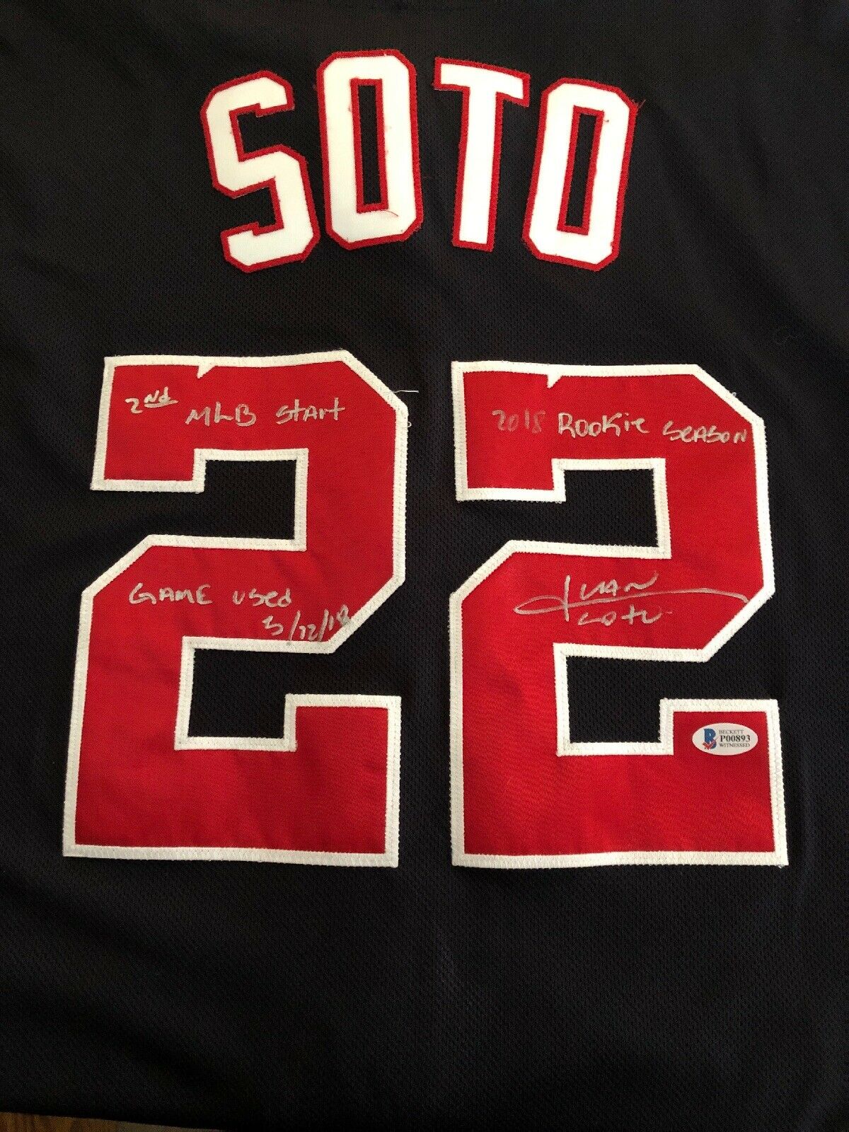 Juan Soto MLB Game Used Rookie Season Jersey Career HR #14 Nationals