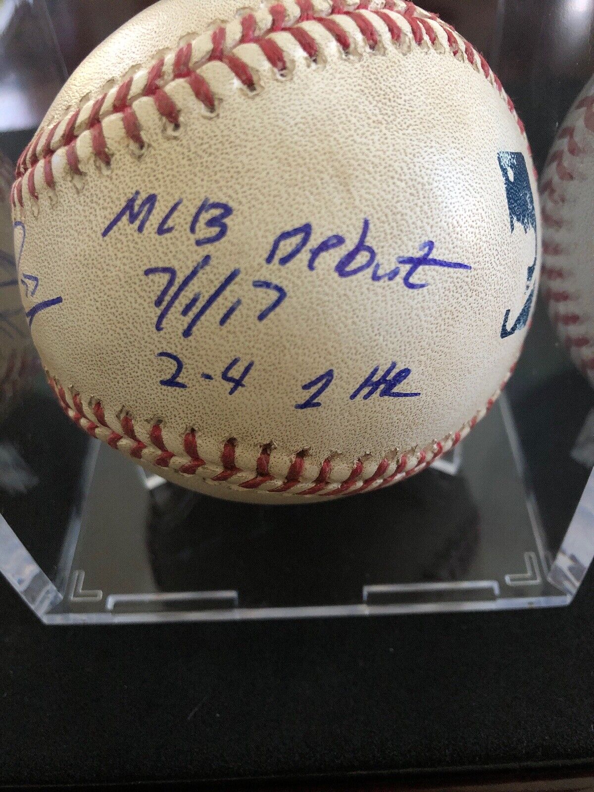 Clint Frazier MLB Debut Game Used Autographed and Inscribed Baseball 7/1/17