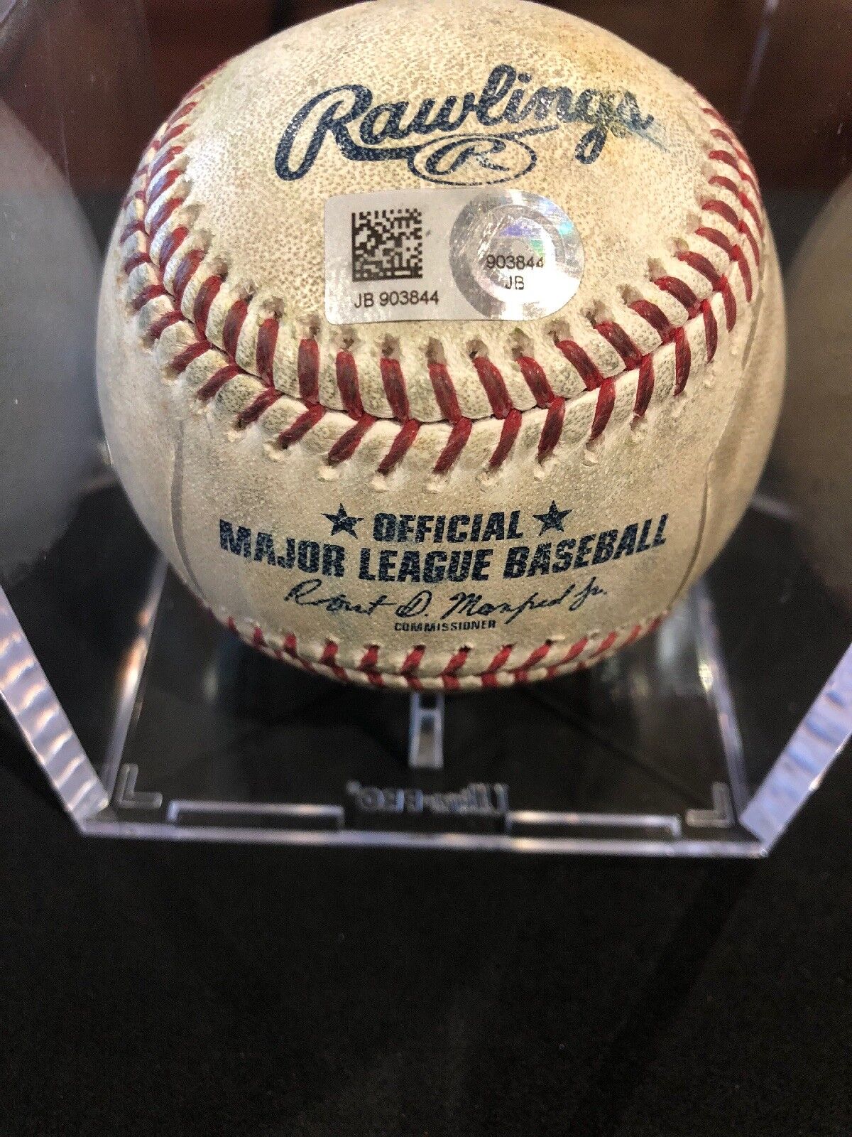 Bryce Harper MLB Game Used Single 4/8/18 Hit #792 3 Player Ball Mets vs National