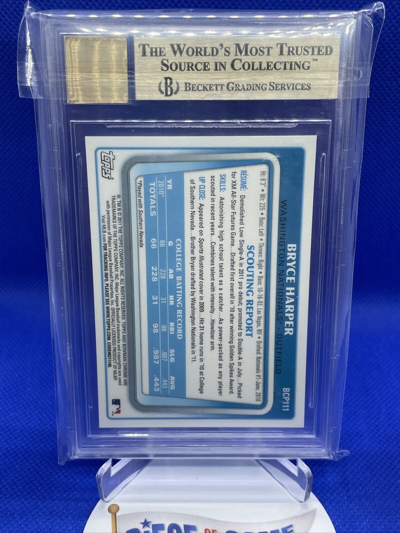 Bryce Harper 2011 Bowman Chrome Prospects RC Autograph BGS 10/10 Pristine