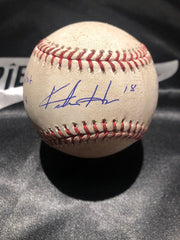 Keston Hiura Game Used MLB Authenticated First MLB At Bat Auto Baseball 5/14/19