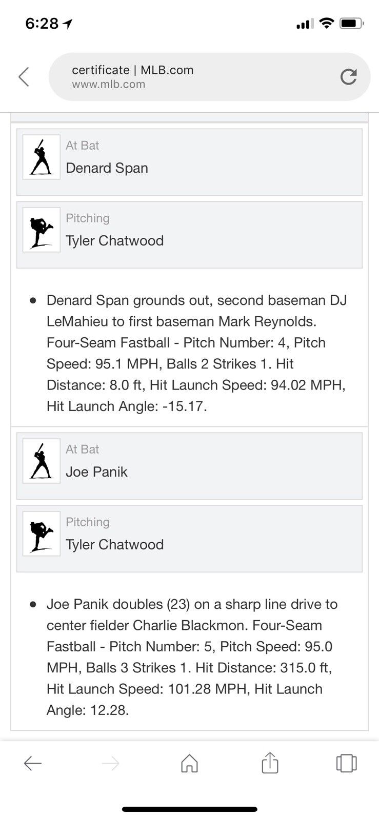 Joe Panik MLB Game Used Double Baseball 9/5/17 Giants vs Rockies Double #81 Mets