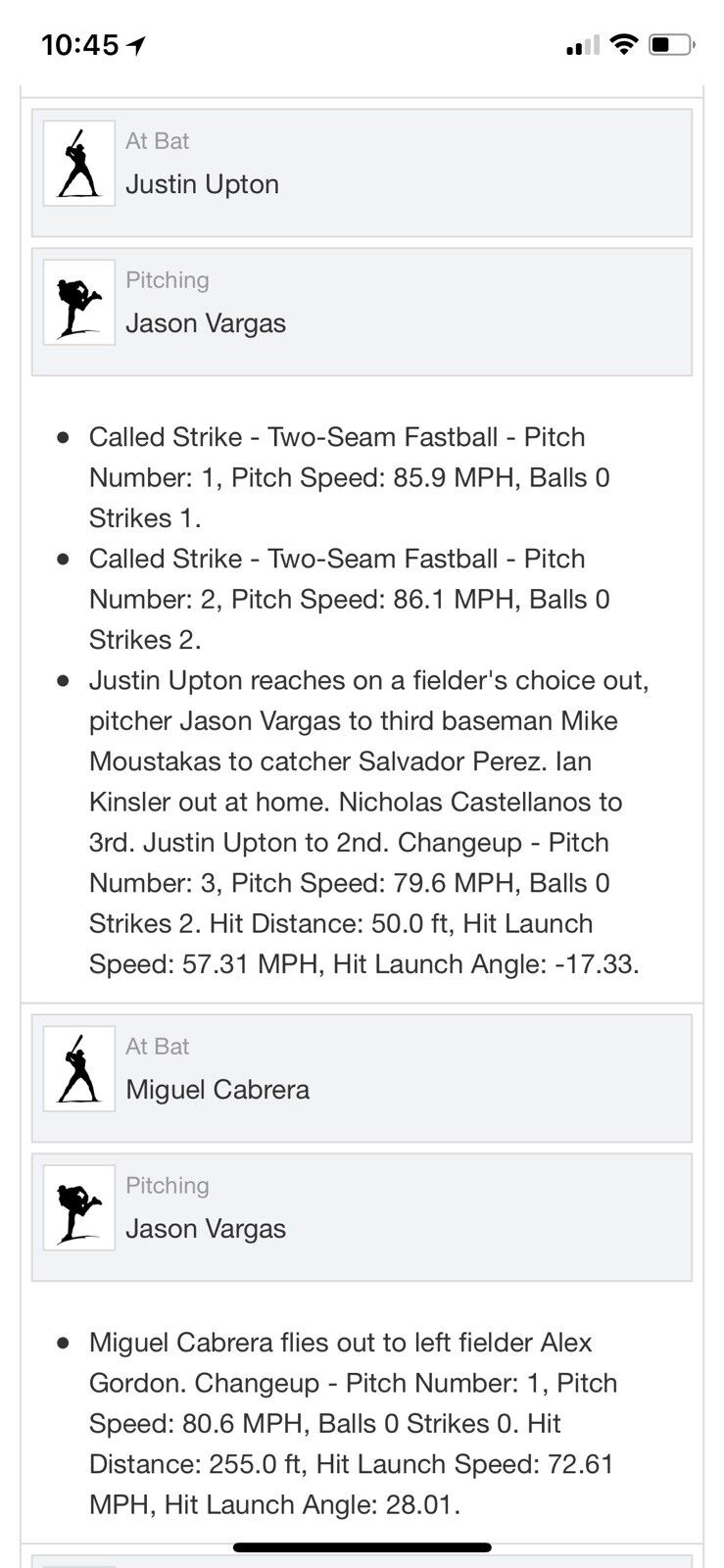 Miguel Cabrera Autographed MLB Game Used Fly Out 7/17/17 Rare 5 Player Baseball