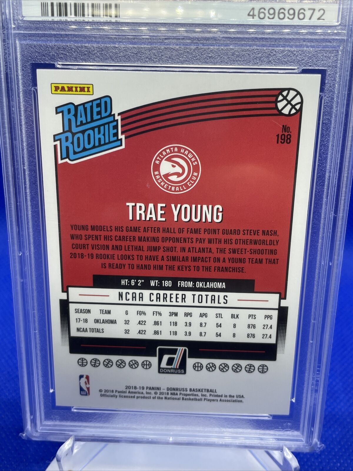 Trae Young 2018-19 Panini Donruss #198 Rookie Card RC PSA 10 Gem MINT Atl Hawks