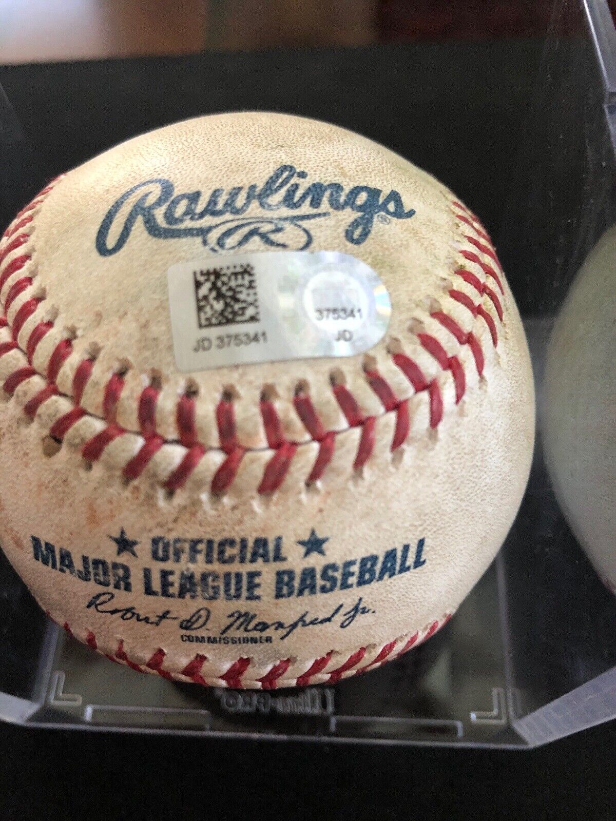 Miguel Andujar MLB Game Used Double #10 Autographed Baseball 4/27/18