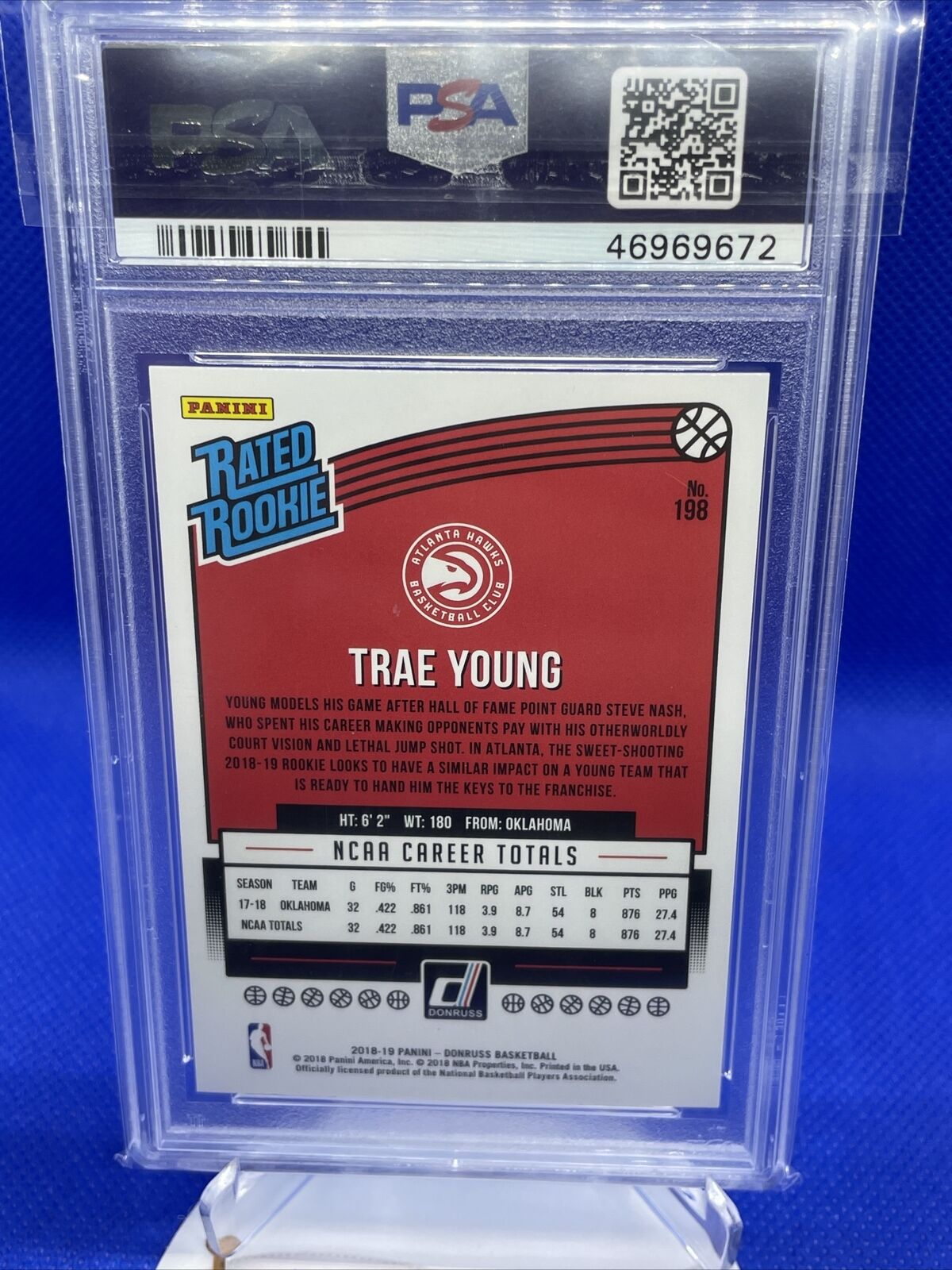 Trae Young 2018-19 Panini Donruss #198 Rookie Card RC PSA 10 Gem MINT Atl Hawks