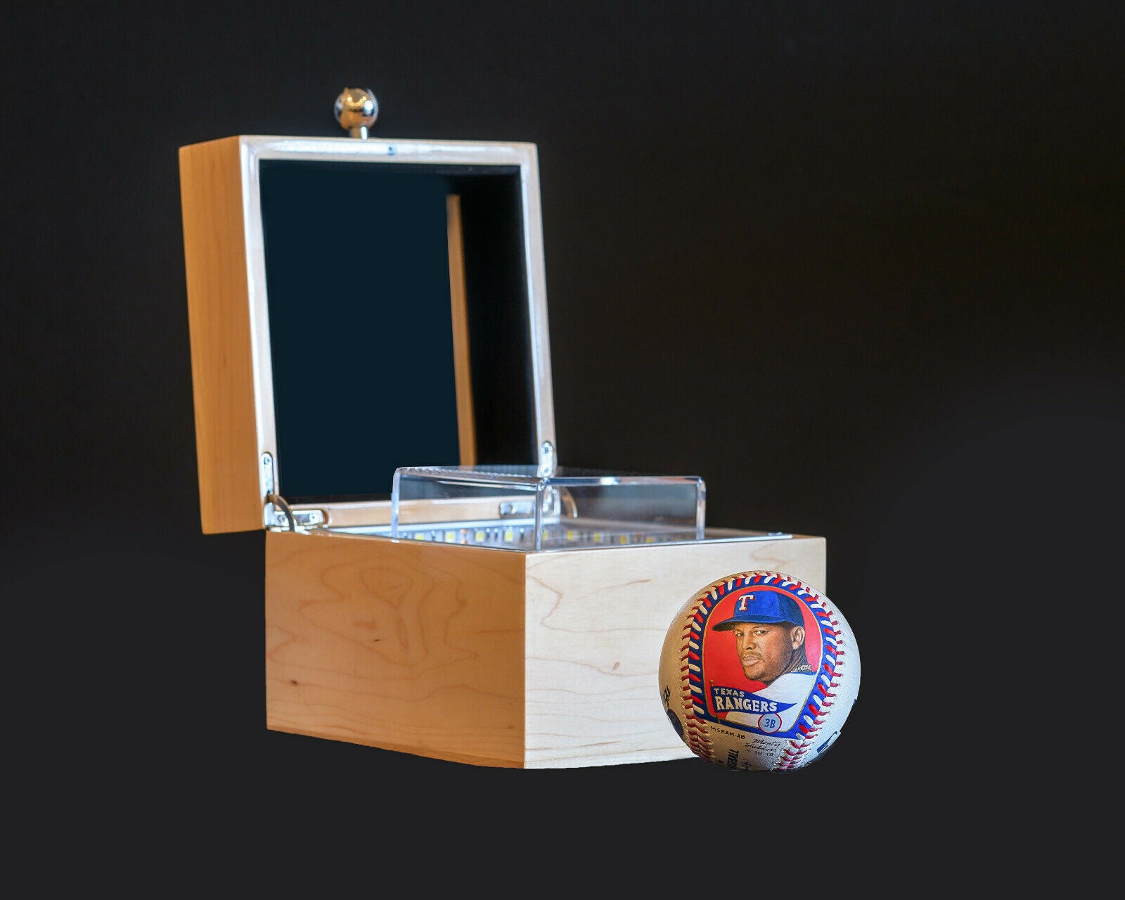 Baseball Display Case and Presentation Box 25 yr UV Protection and LED Lighting