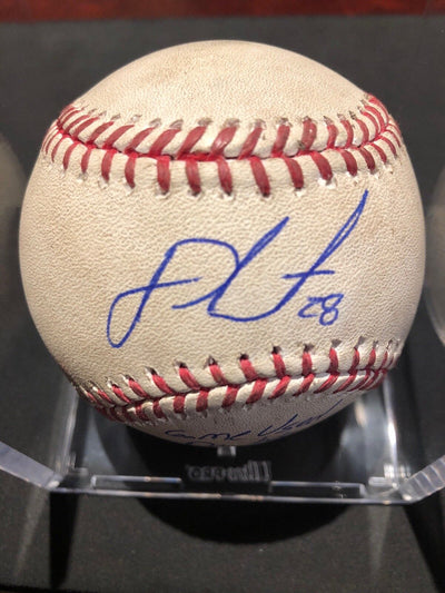 JD Martinez Redsox MLB Game Used Double Inscribed Autographed Baseball 8/16/16