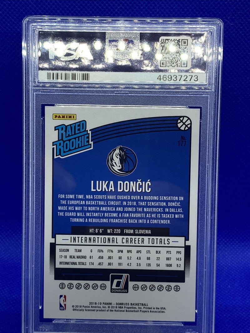 2018 Donruss Holo Red and Blue Laser Luka Doncic ROOKIE RC /15 PSA 9