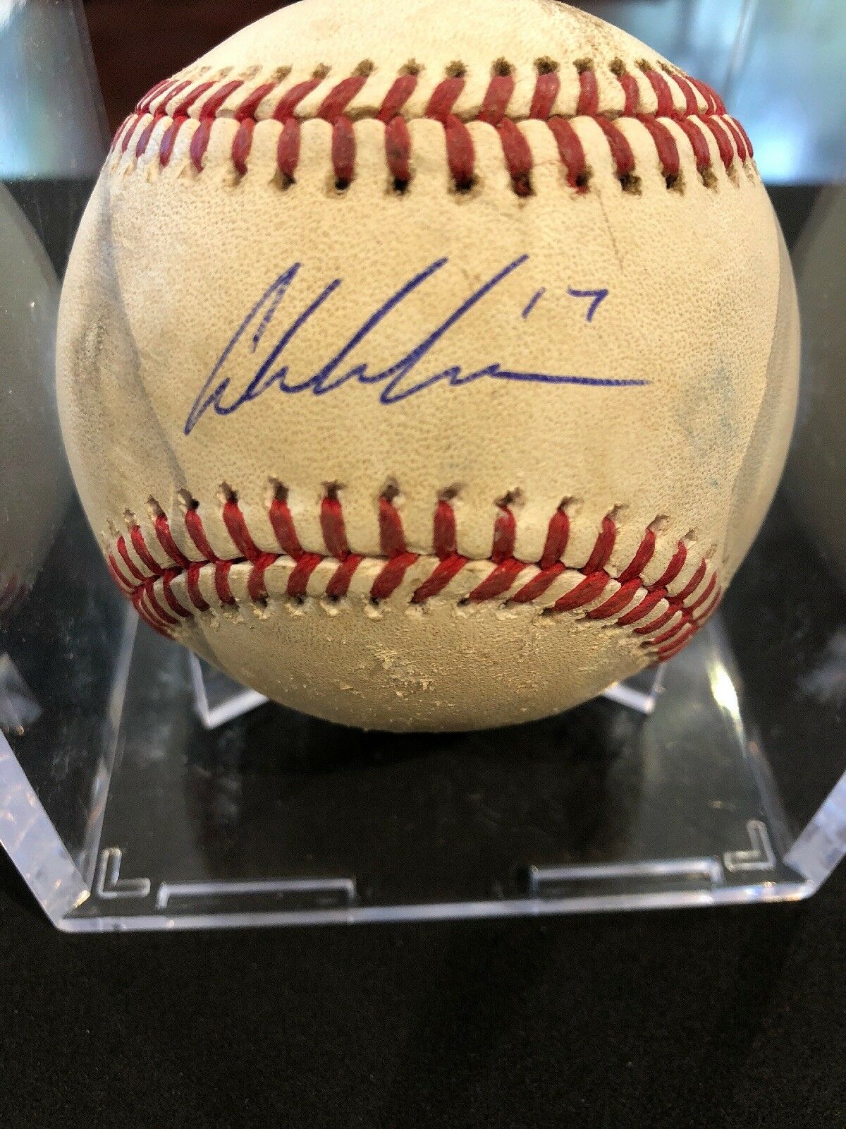 Austin Meadows MLB Game Used Double Autographed Baseball 5/29/18 Career Double#3