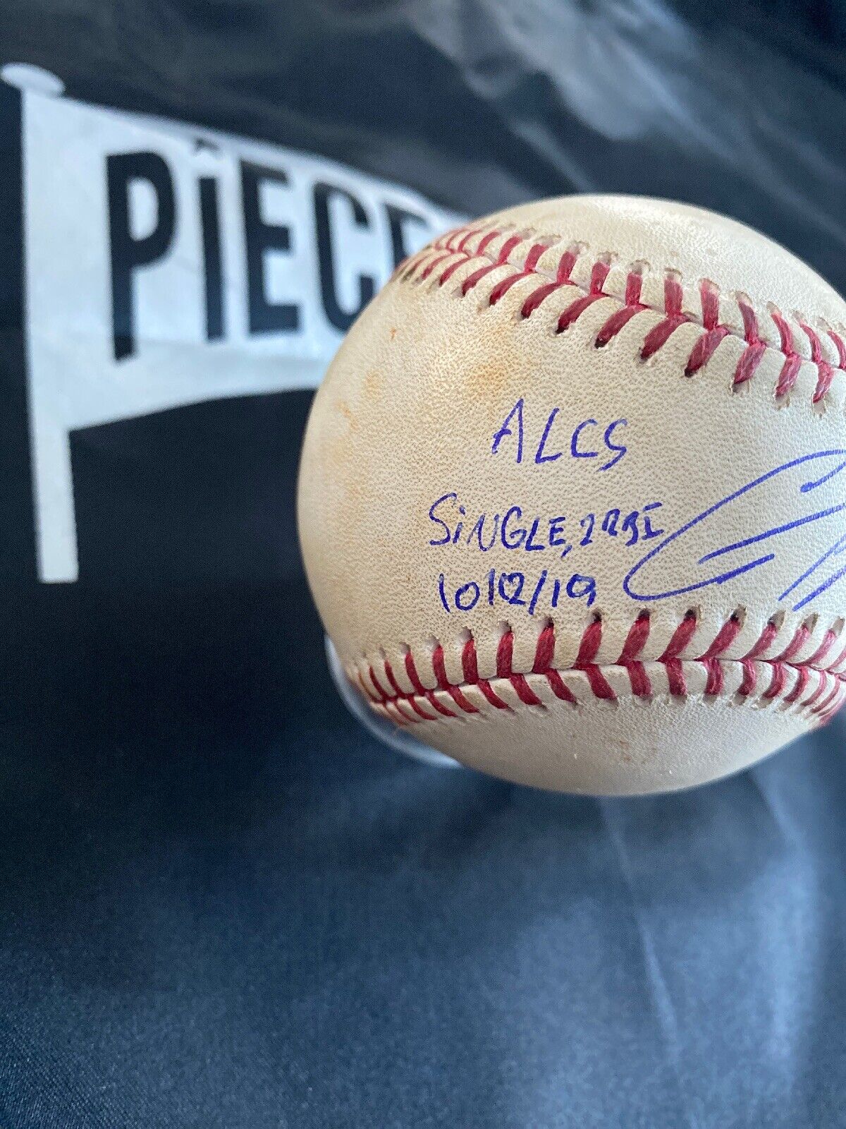 Gleyber Torres MLB ALCS Game Used 2 RBI Single Baseball 10/12/19 Record Ball