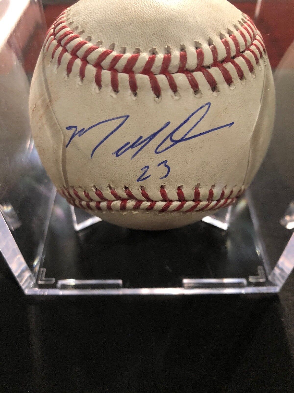 Marcell Ozuna Autographed MLB Game Used Double 8/28/17 Double # 118 Hit # 623