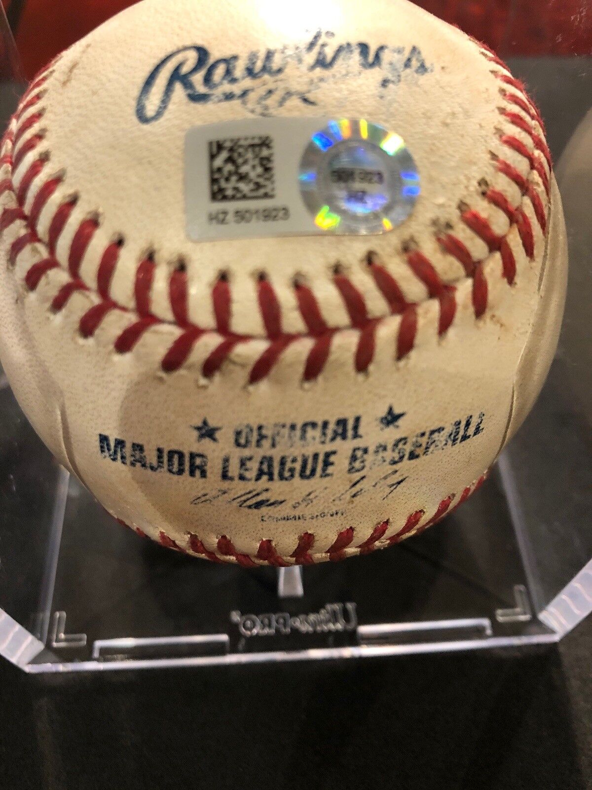 Jose Altuve MLB Game Used Autographed Baseball 9/24/14 Houston vs Texas