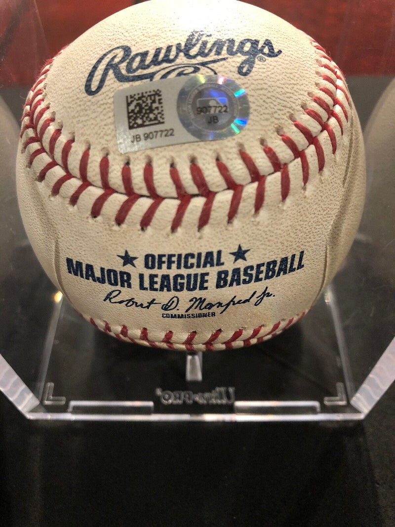 Marcell Ozuna Autographed MLB Game Used RBI Single 5/5/17 Hit 
