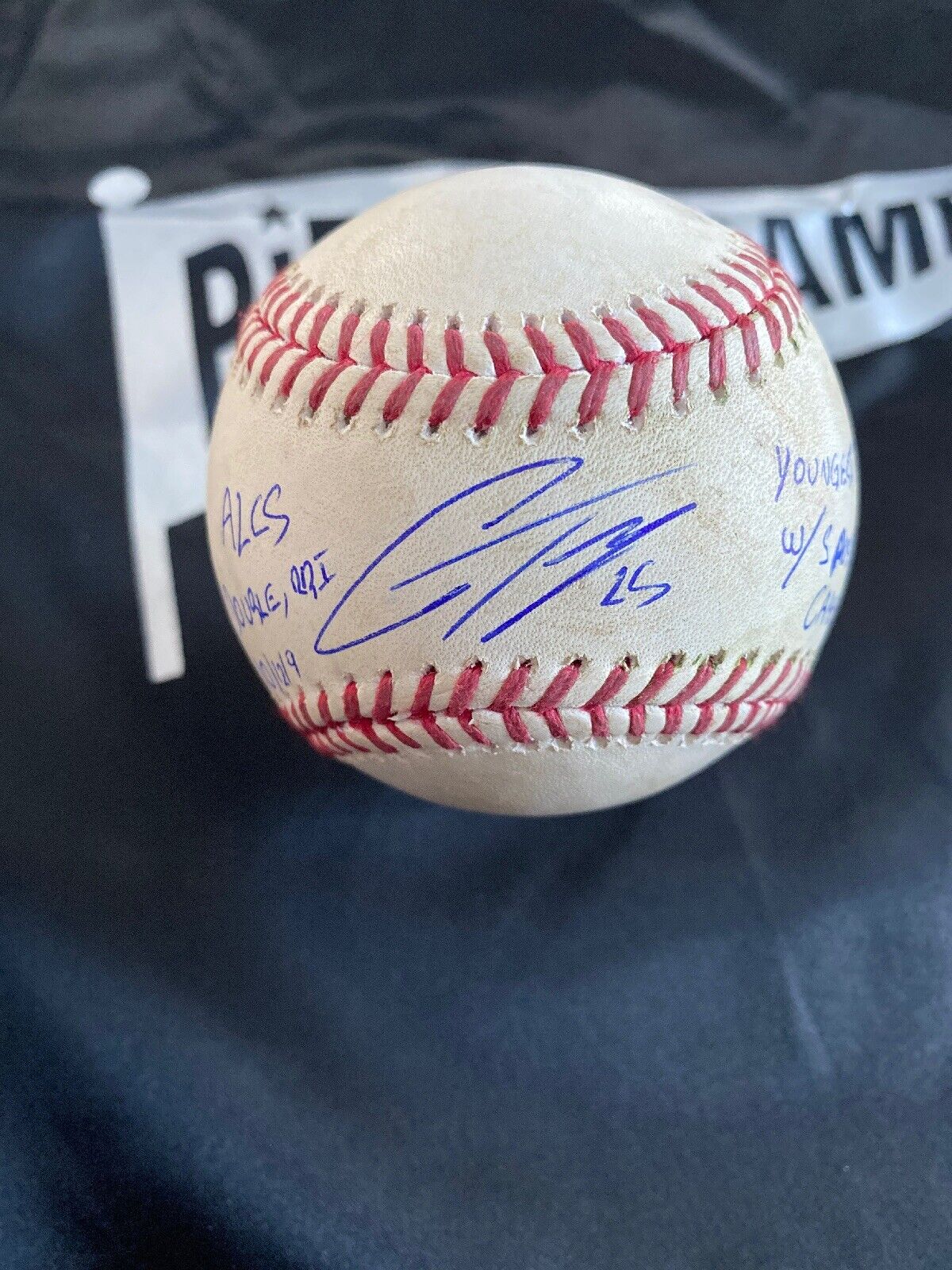 Gleyber Torres MLB ALCS Game Used RBI Double Baseball 10/12/19 RBI Record Ball