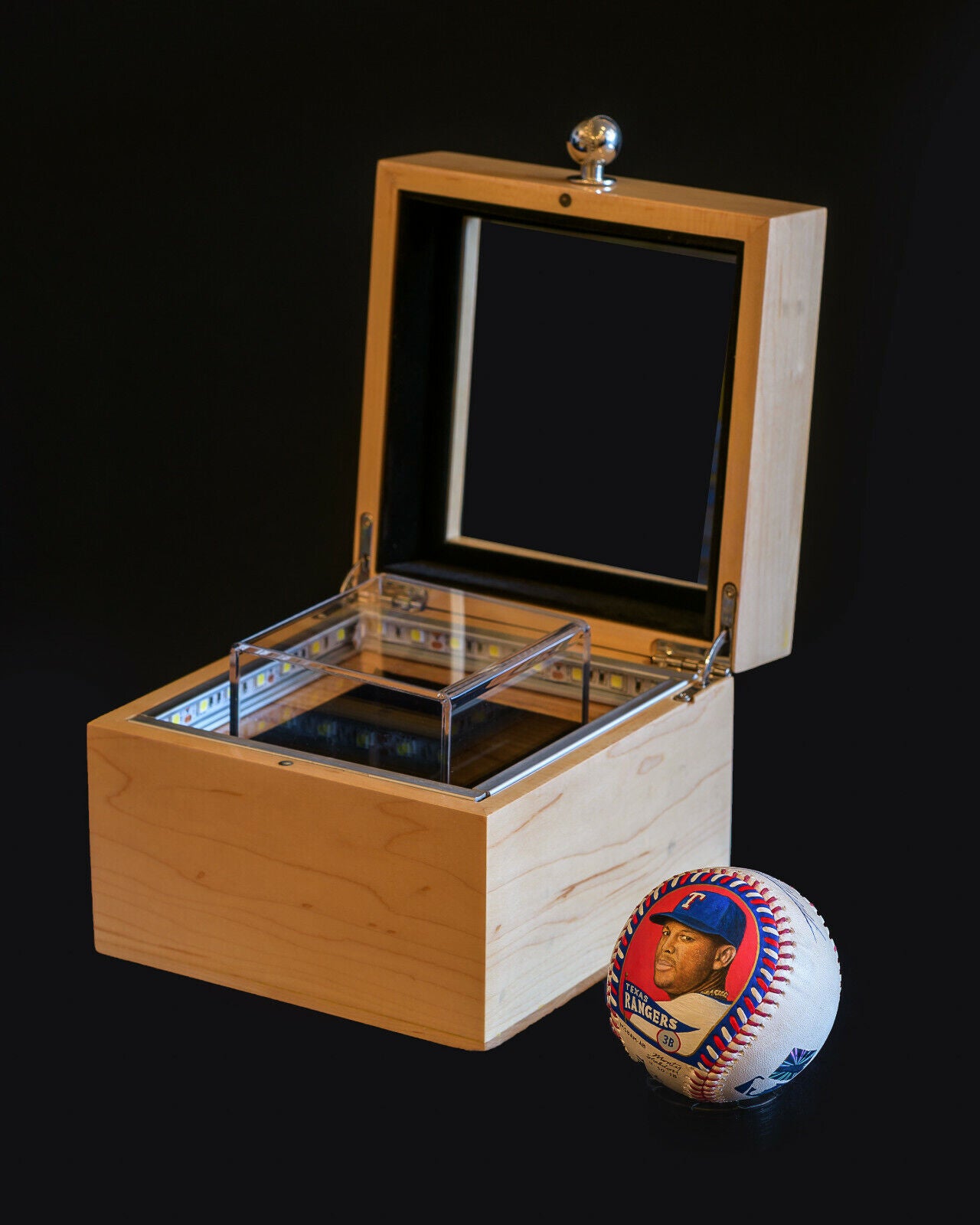 Baseball Display Case and Presentation Box 25 yr UV Protection and LED Lighting
