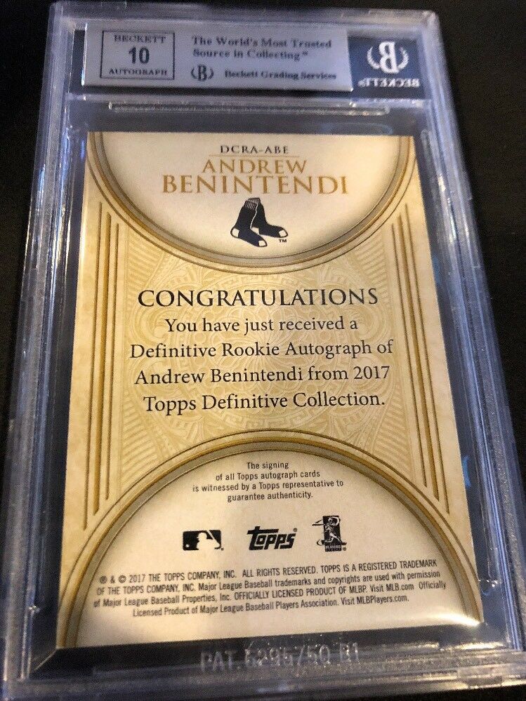 2017 Topps Definitive Andrew Benintendi Purple Rc Auto BGS 9/10  