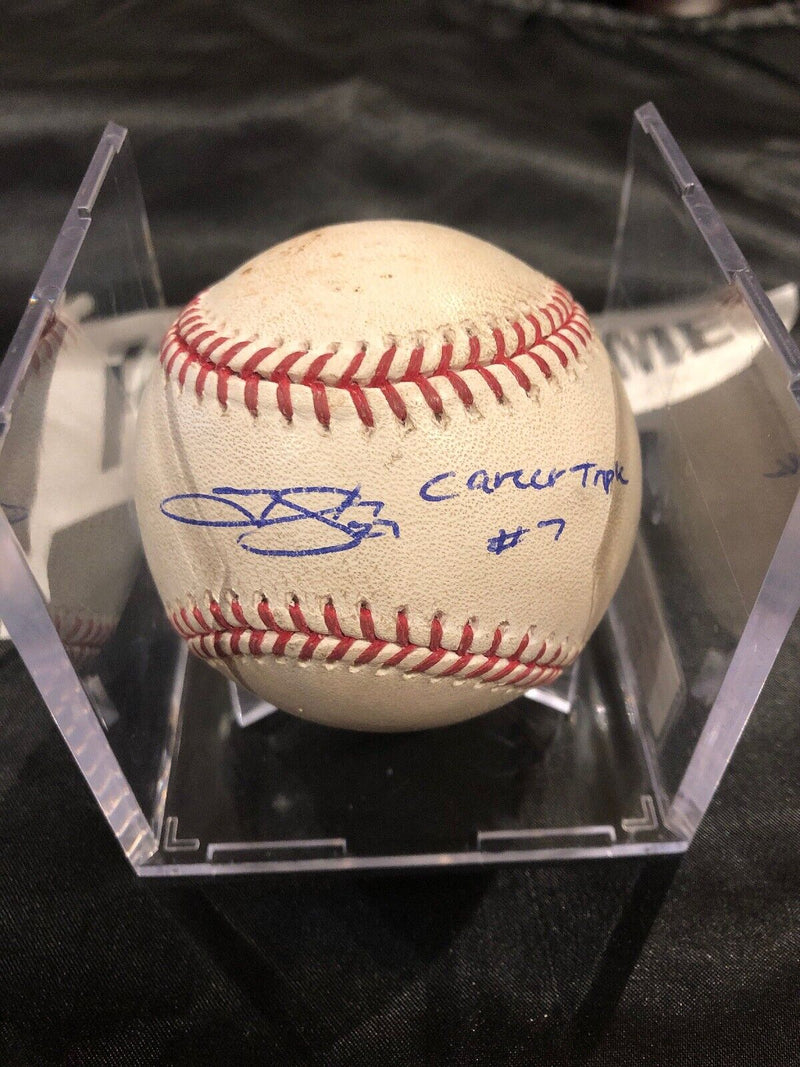 Trevor Story MLB Game Used Triple Baseball 9/29/17 Autographed an Inscription