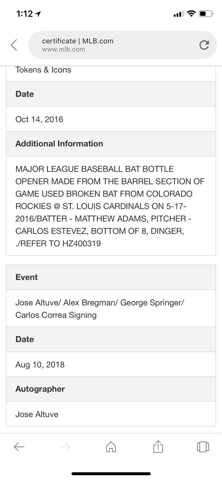 St Louis Cardinals Game Used Baseball Bottle Opener