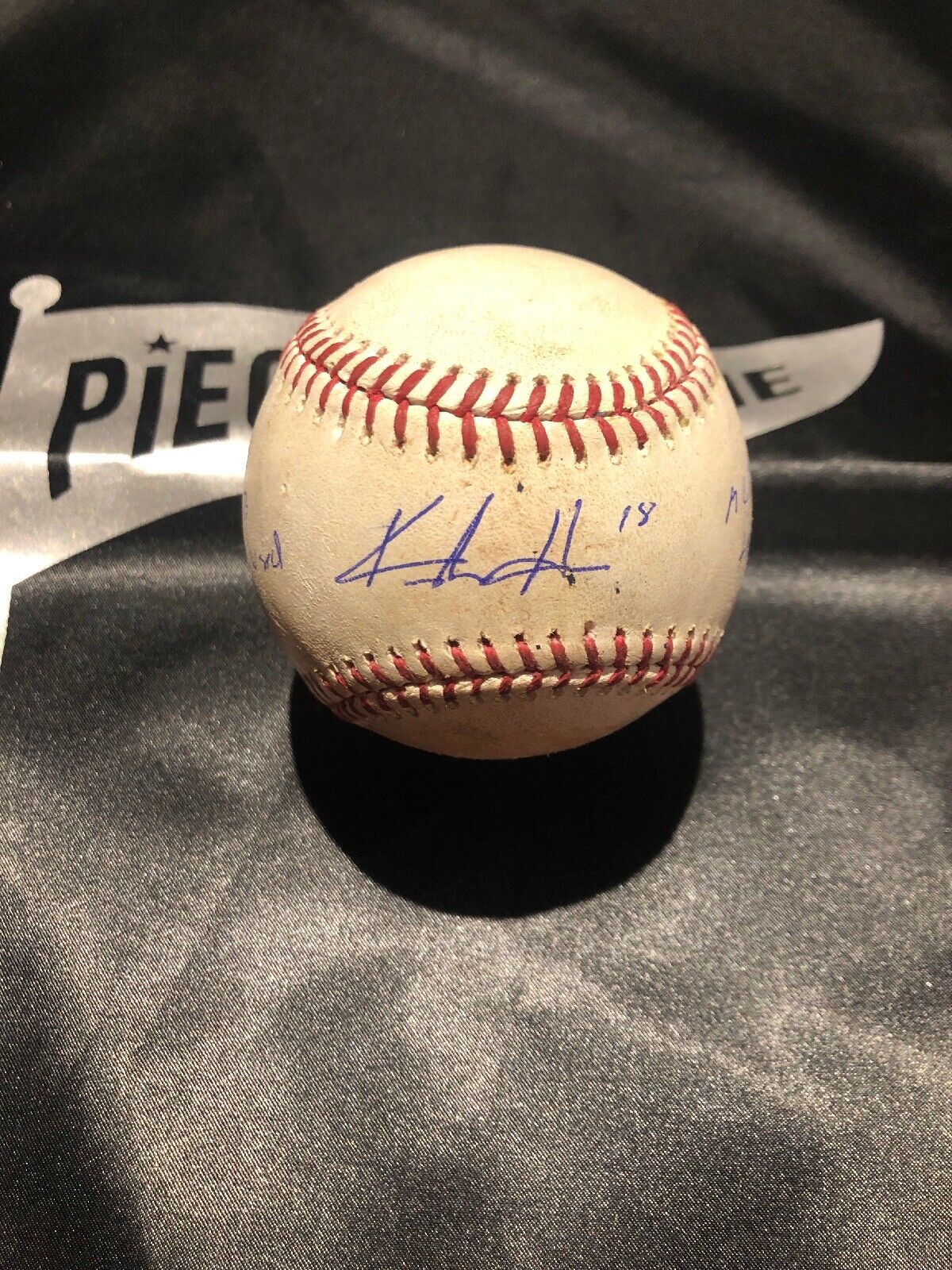 Keston Hiura Game Used MLB Authenticated Single Ball Auto 5/17/19 Career Hit # 3