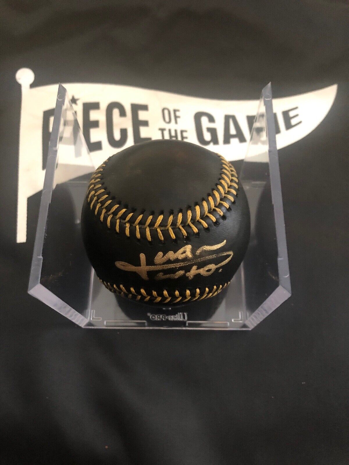 Juan Soto Autographed Black MLB Baseball Sweet Spot Signed in Gold Washington