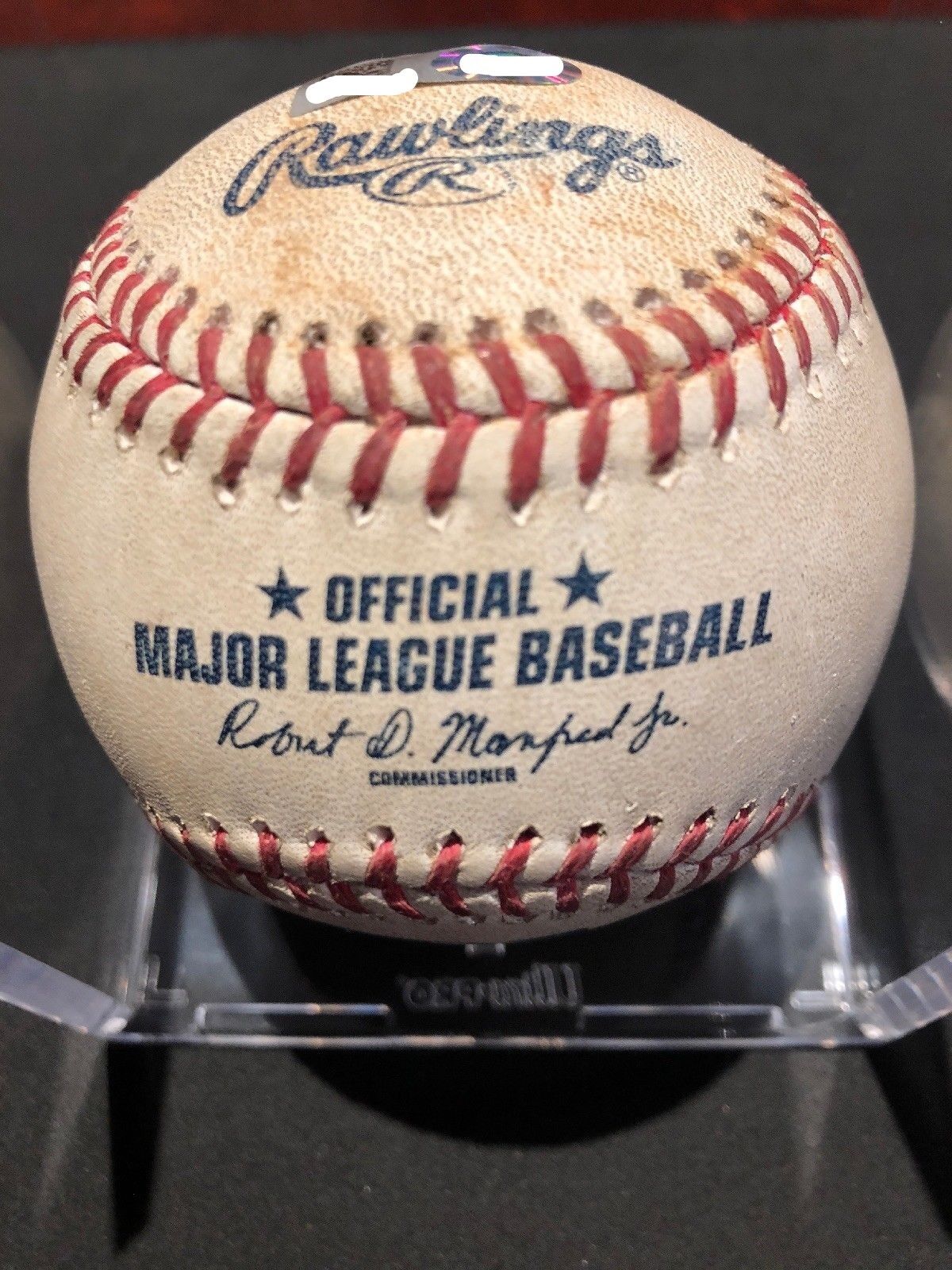 JD Martinez Redsox MLB Game Used Double Inscribed Autographed Baseball 8/16/16