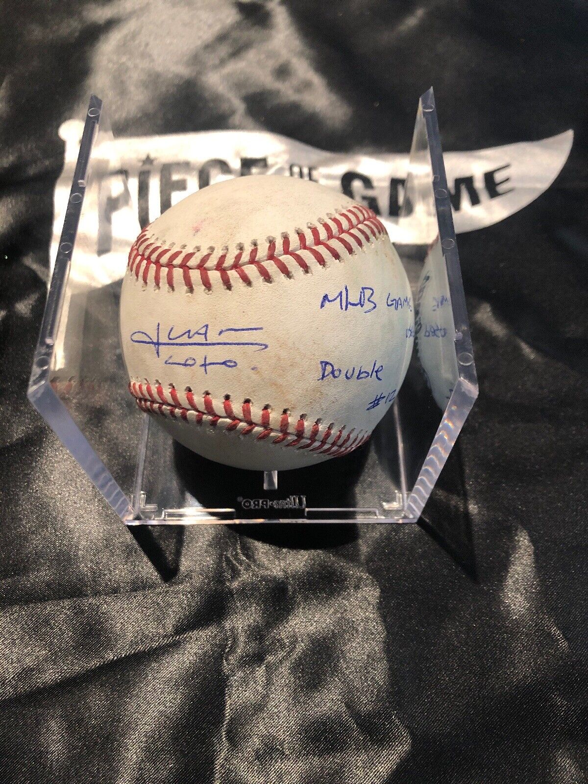 Juan Soto MLB Game Used Double to Acuna Jr Signed Baseball 7/22/18 Double #12