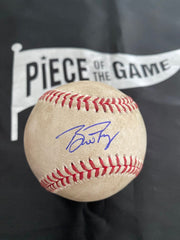 Buster Posey MLB Game Used Single, RBI Autographed Baseball Hit #1015 Giants