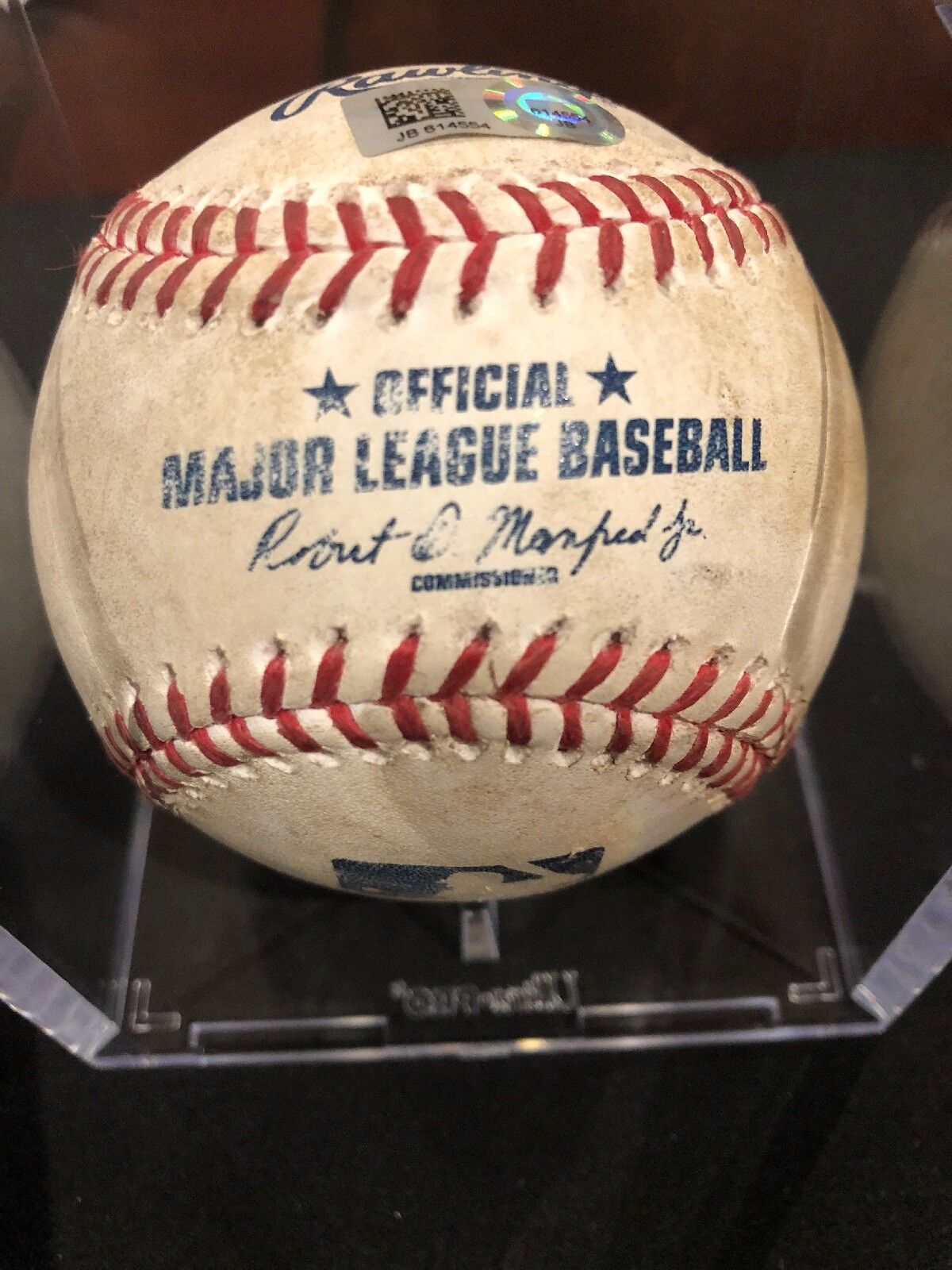 Giancarlo Stanton MLB Game Used Foul Ball Baseball 4/16/17 MVP Year! Matt Harvey