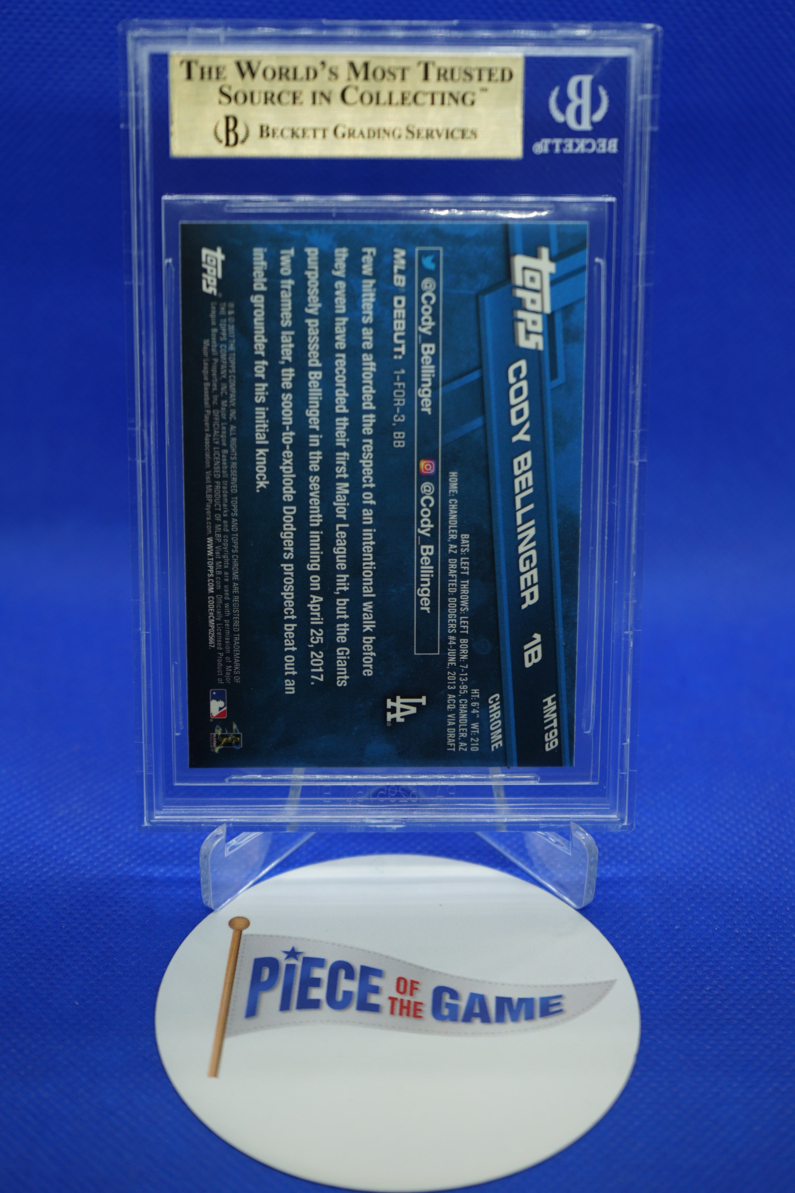 Cody Bellinger 2017 Topps Chrome Update Rookie Debut Beckett 9.5 Gem Mint 0012180245