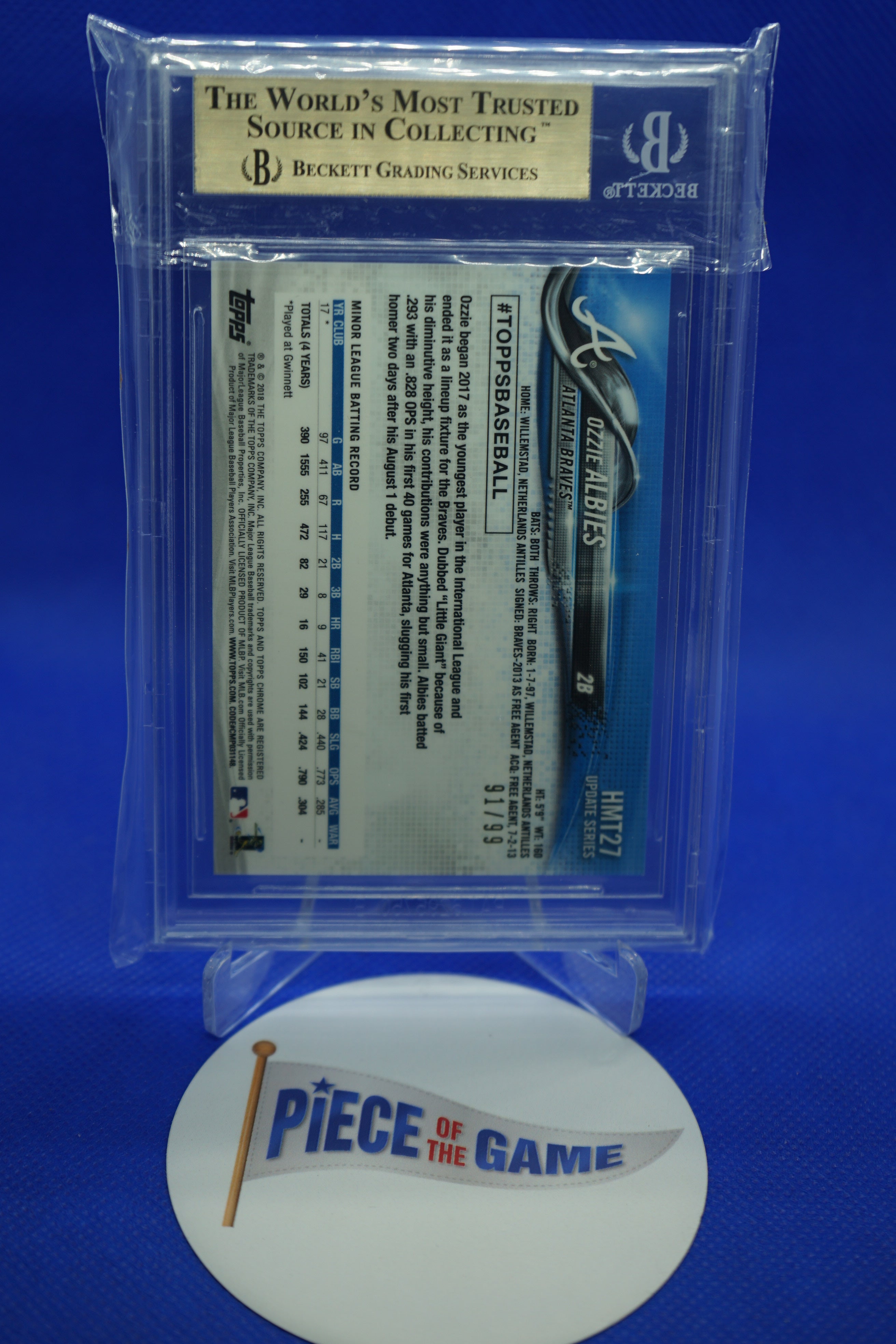 2018 Topps Chrome Update X-Fractors Ozzie Albies 91/99 BGS 9.5 0012180257