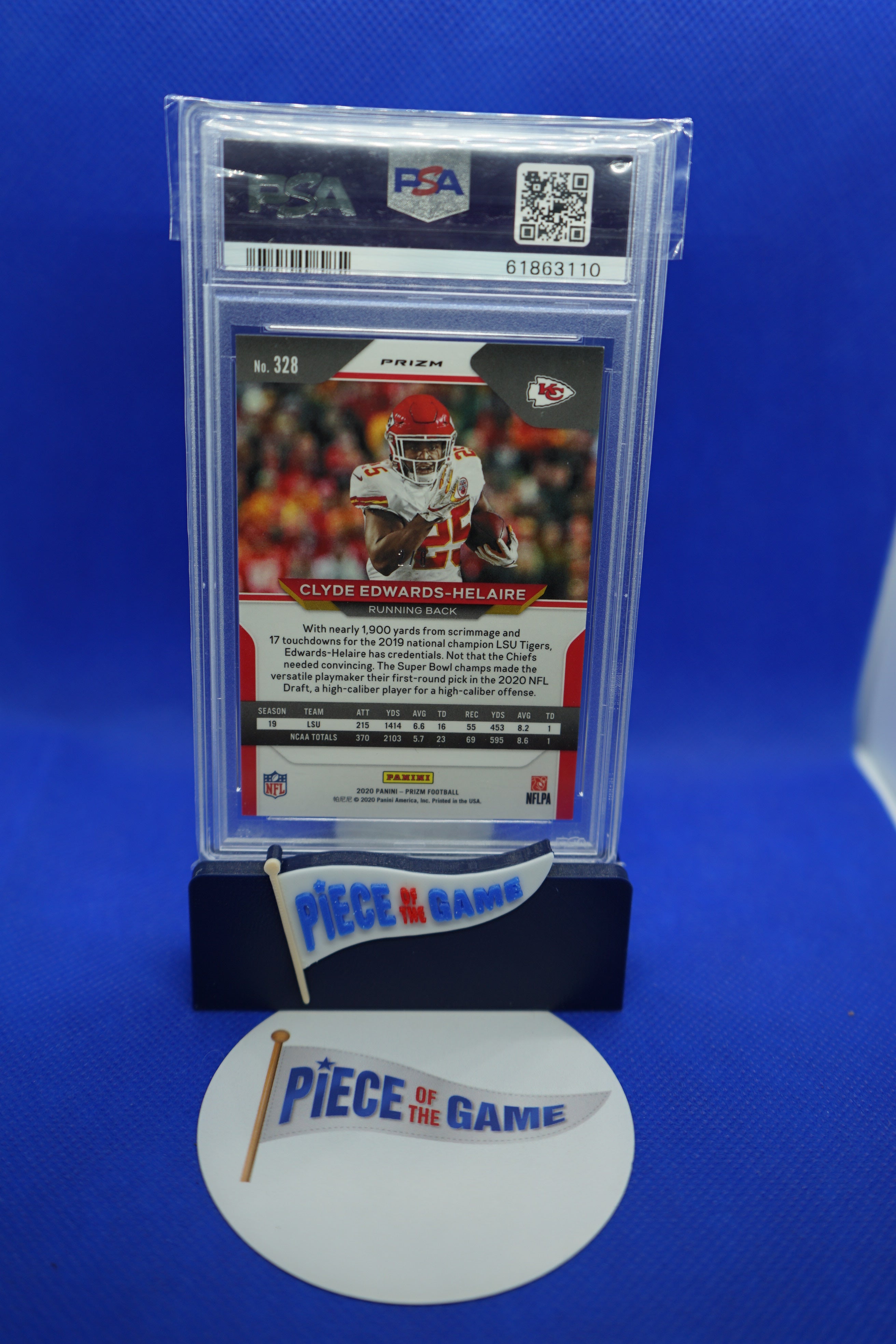 2020 Panini Prizm Clyde Edwards-Helaire Red/Yellow Prizm #'d 2/8 PSA 9