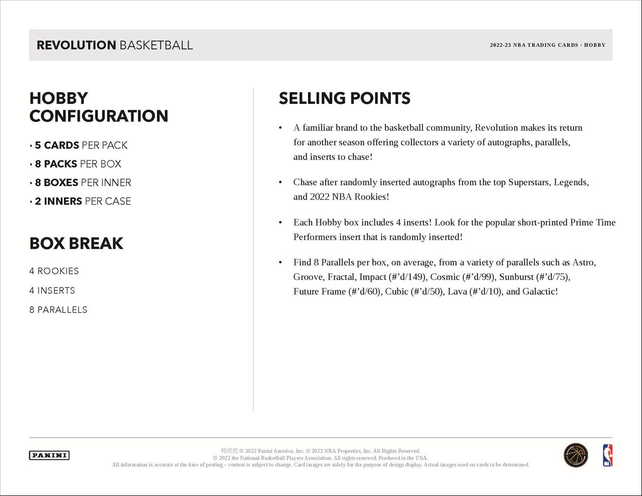2022-23 Panini Revolution Basketball Hobby Box