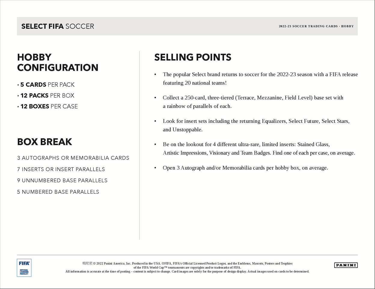 2022-23 Panini Select FIFA Soccer Hobby Box