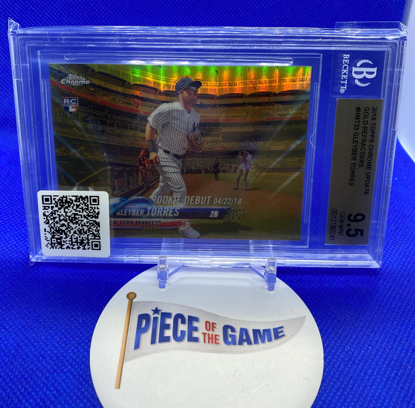 2018 Topps Chrome Update Rookie Debut Gleyber Torres Gold Refractor BCG 9.5