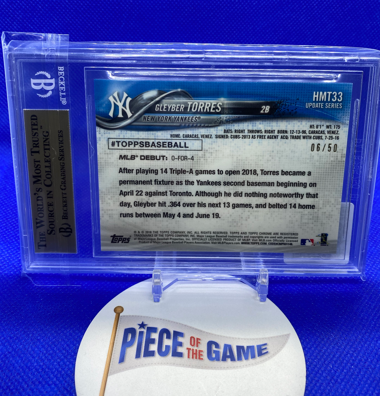 2018 Topps Chrome Update Rookie Debut Gleyber Torres Gold Refractor BCG 9.5