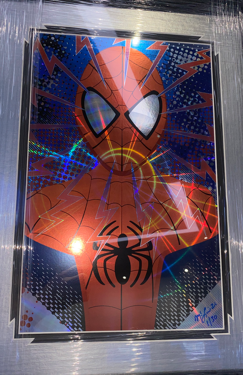 Spiderman Holo Print Blue and red suit 1/30 signed by McLain Mcguire