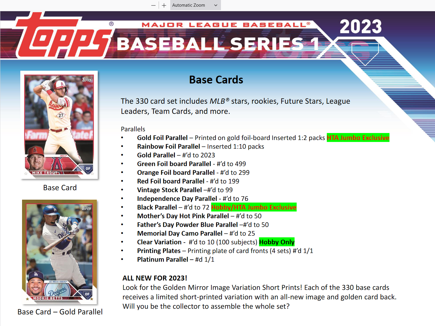 2023 Topps Series 1 Baseball Hobby Box