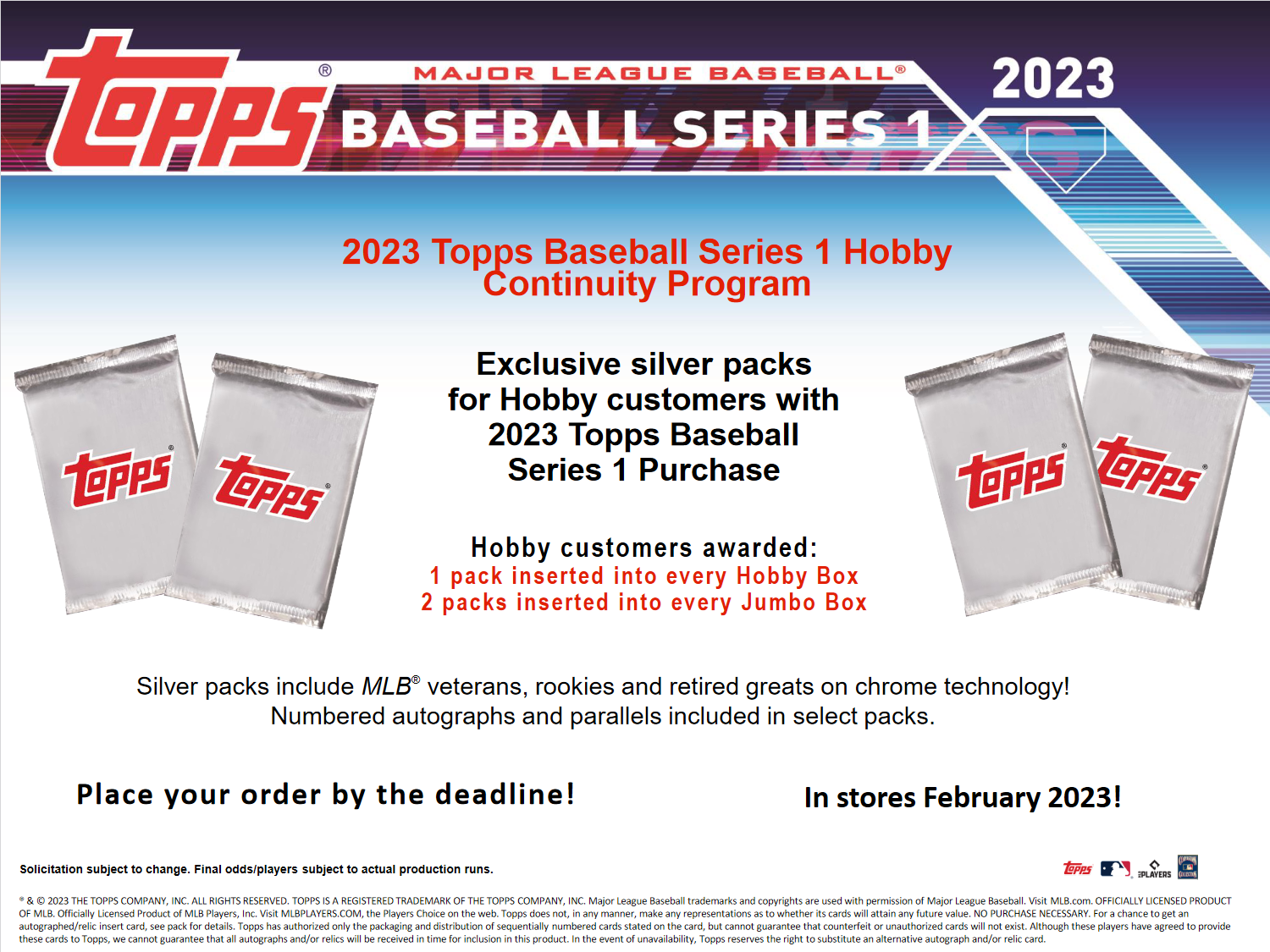 2023 Topps Series 1 Baseball Jumbo 6 Box Case
