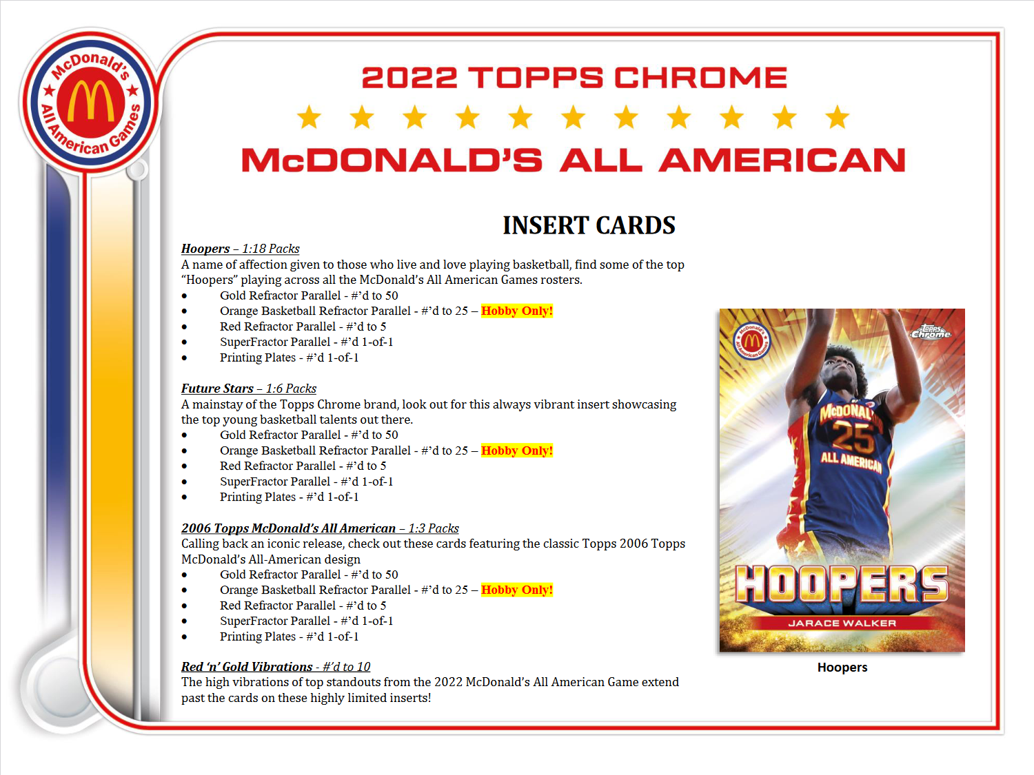 2022 Topps Chrome McDonald's All American Basketball Hobby Box