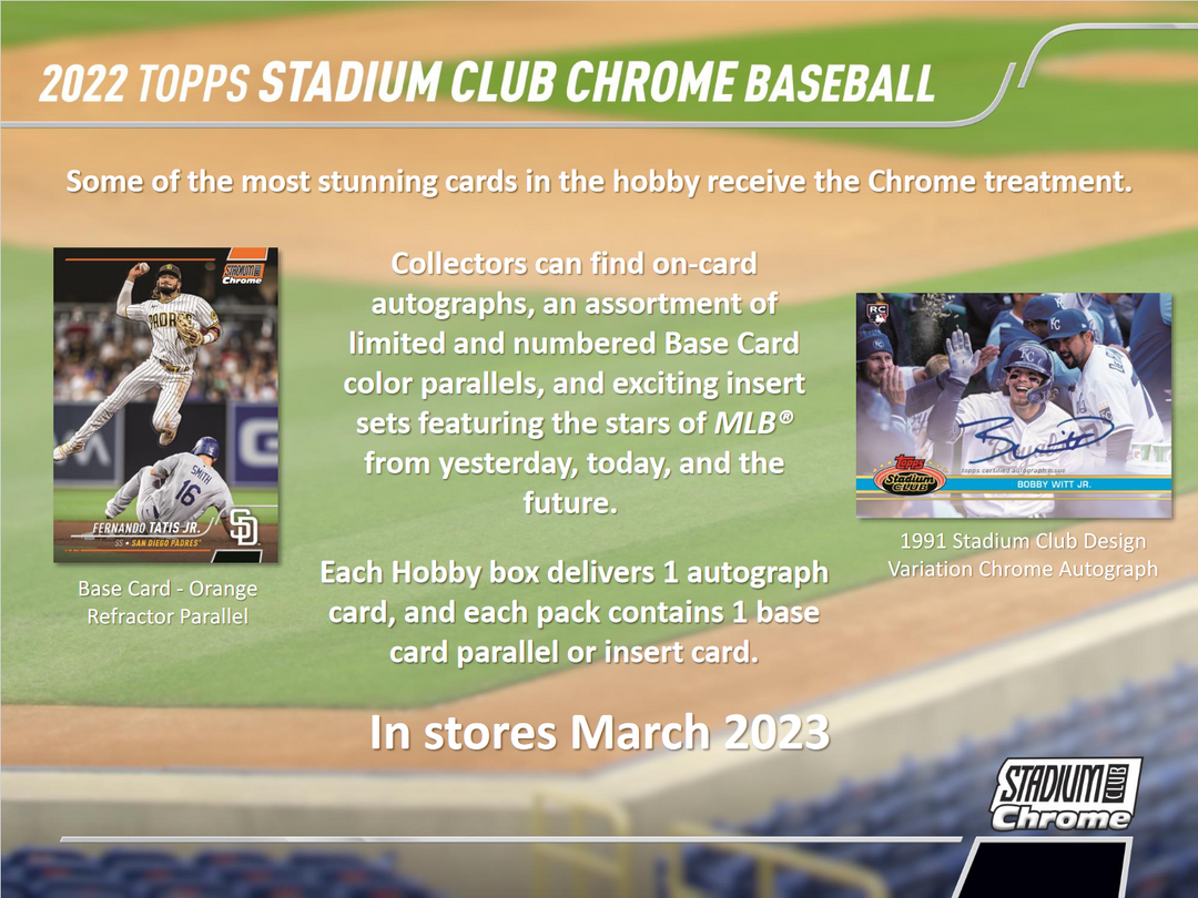 2022 Topps Stadium Club Chrome Baseball Hobby Box – Piece Of The Game