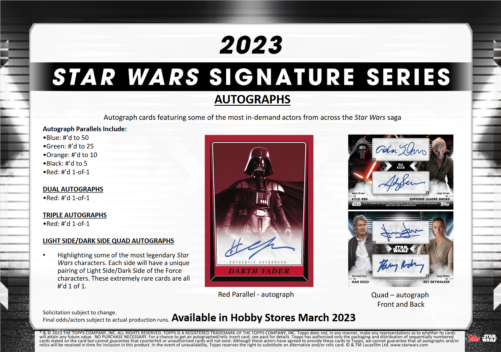 2023 Topps Star Wars Signature Series 20 Box Case