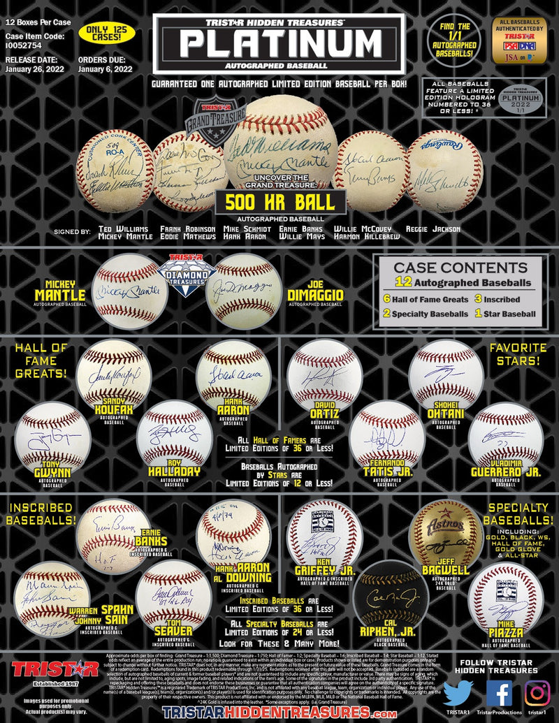 2022 Tri-Star Autographed Edition Platinum Baseball Box