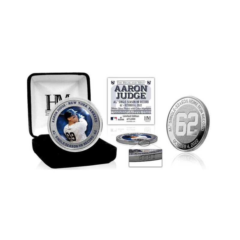 Aaron Judge 2022 MLB AL Single Season Home Run RECORD Silver Plated Coin