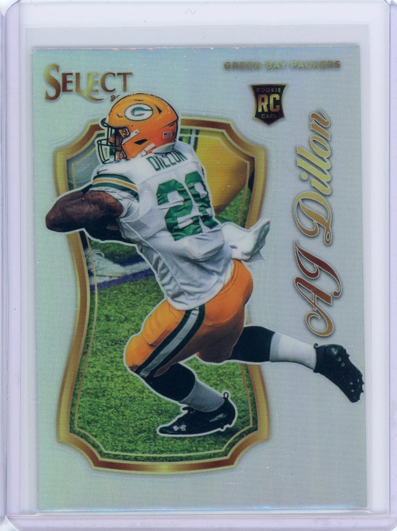 AJ Dillon 2020 Panini Select Certified silver Prizm rookie card