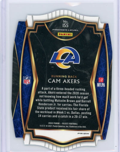 Cam Akers 2020 Panini Select Premier Level silver Prizm die-cut rookie card