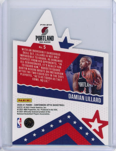 Damian Lillard 2020-21 Panini Optic Contenders Super Stars die-cut prizm