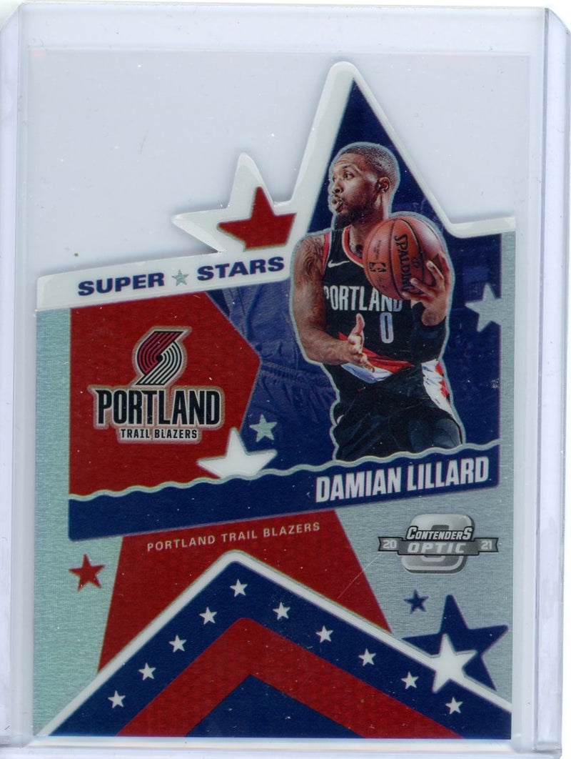 Damian Lillard 2020-21 Panini Optic Contenders Super Stars die-cut prizm