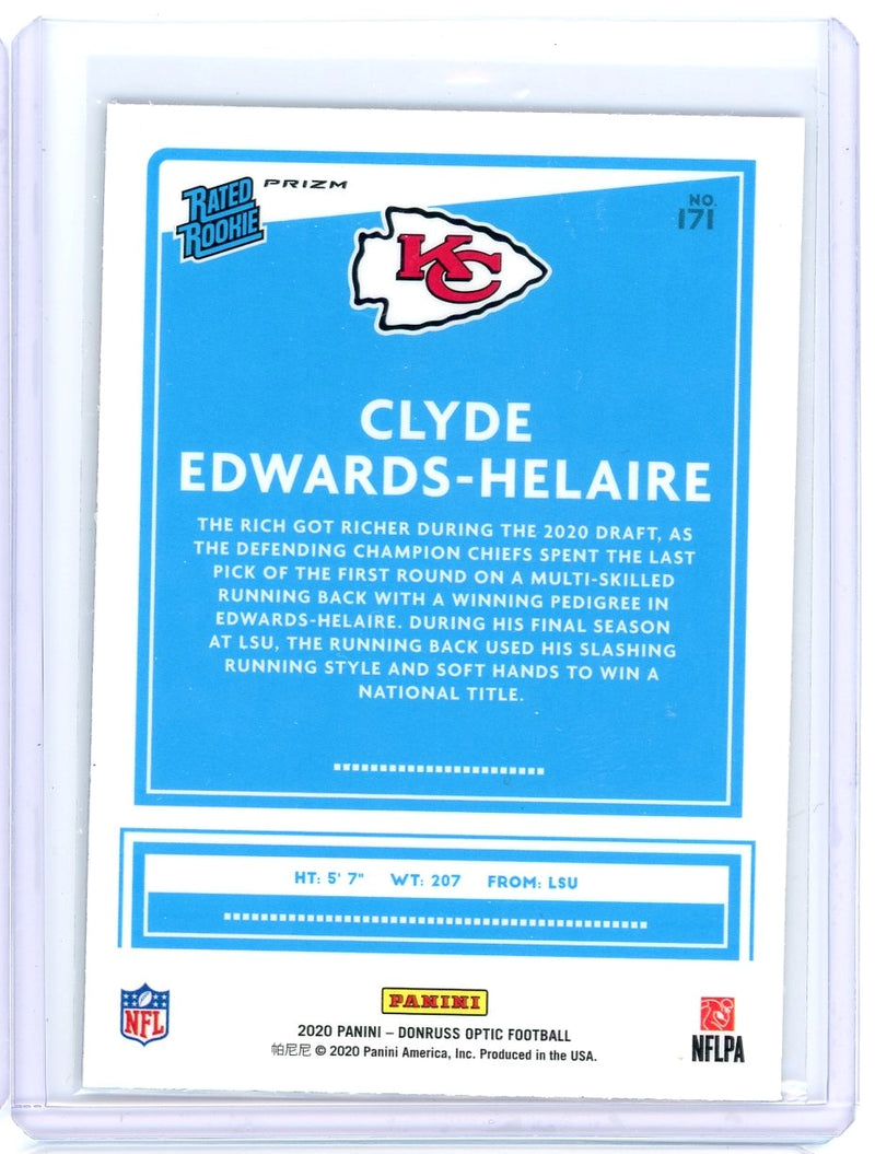 Clyde Edwards-Helaire 2020 Panini Donruss Optic blue scope Prizm rookie card
